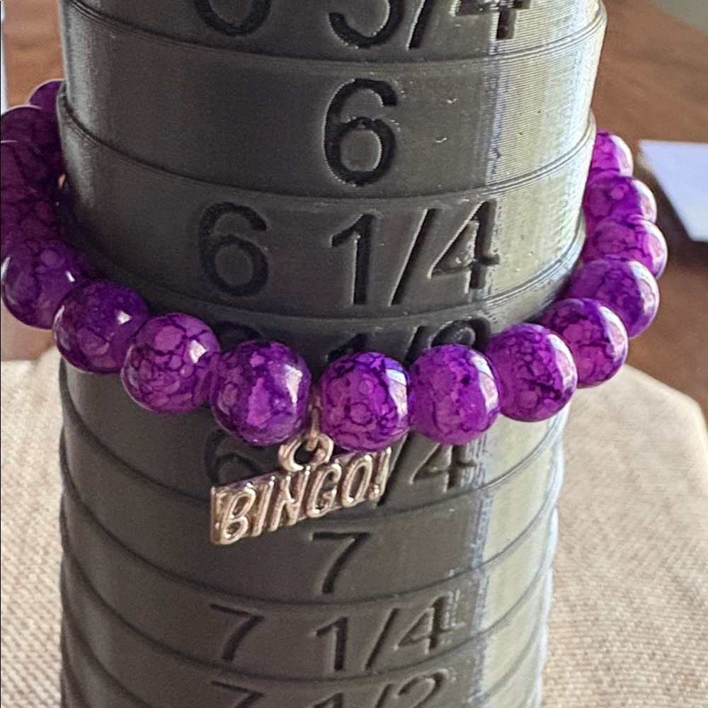 Bingo Purple Glass Beaded Stretch Bracelet - Picture 2 of 5